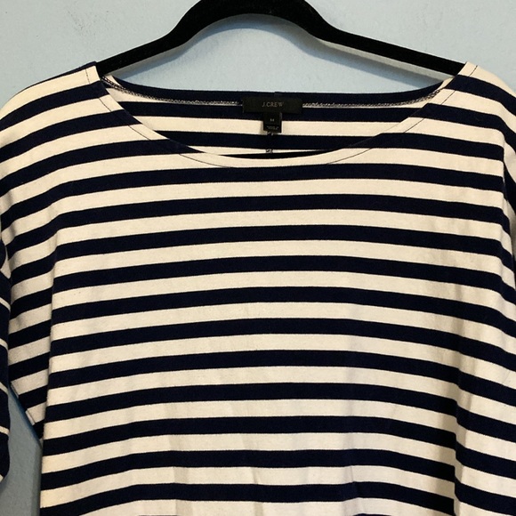 J. Crew Womens Sz M Navy Ivory Nautical Stripe Ponte Mini Shift Dress Colorblock - Picture 3 of 13